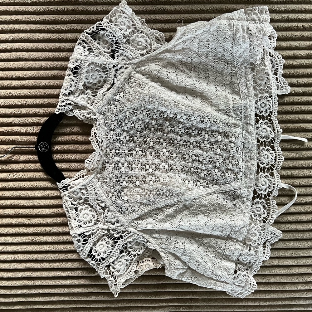 Kimchi Blue Crop Baby Doll Blouse with Exposed Back